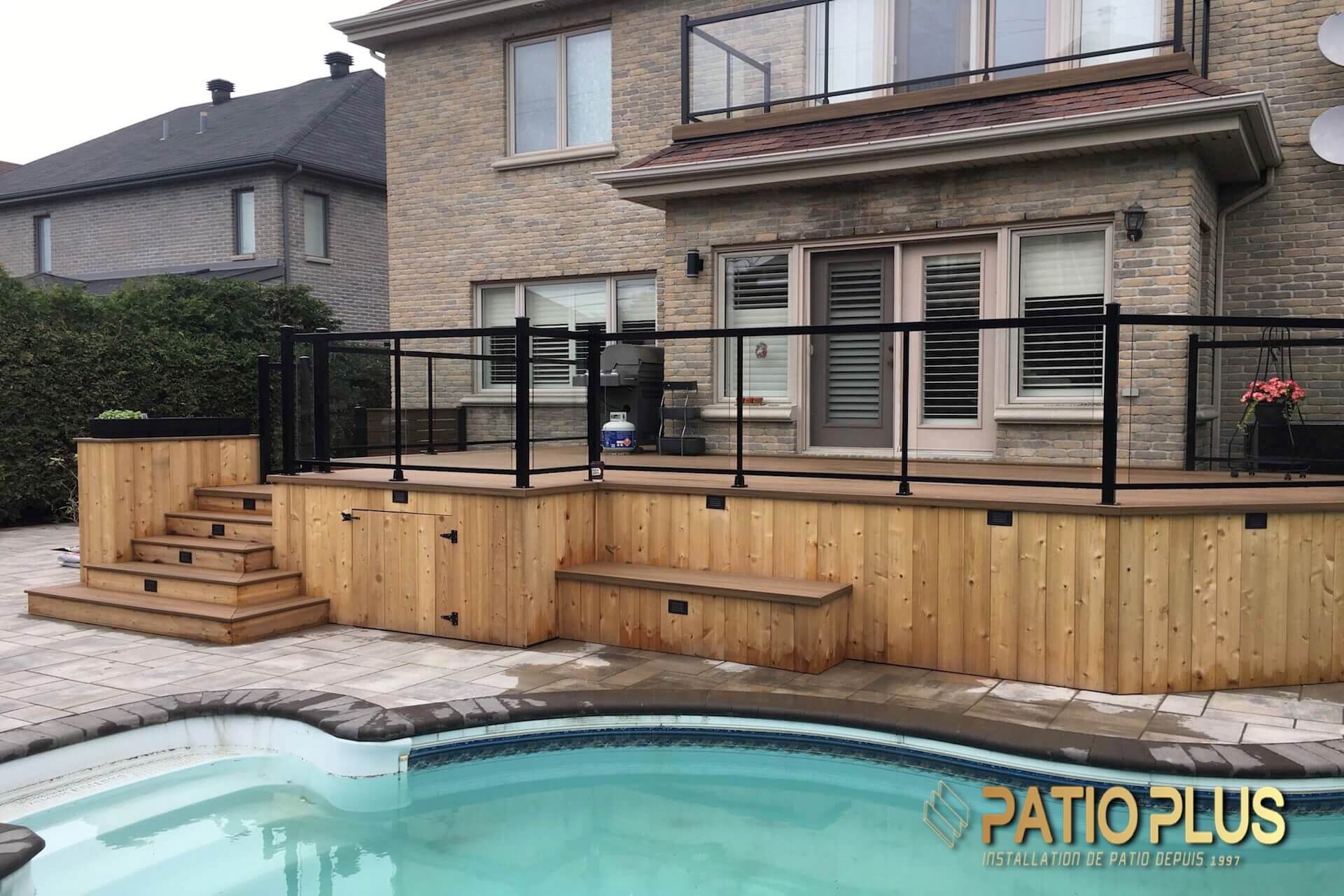 Cedar deck with glass rail